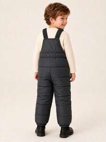 SOLOCOTE Young Boy Thick Bib Snow Pants For Winter Outdoor Play, Christmas Party, Cute Bib Style Snow Pants - Grey - View 2