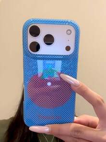 Minimalist Niche Grid Tomato Design Silicone Phone Case Compatible With Iphone 17, 16 Pro Max, 17 Pro, 15, 16 PM, Full Edge Protection, Anti-Drop, Premium Style, New Summer Cover For Women - Blue - View 2
