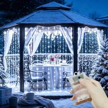 LED Curtain String Lights Battery Powered Christmas Garland Festoon 8 Mode Lighting Wedding Party Fairy Light Christmas Decoration For Home Bedroom Valentine's Day Halloween Holiday Decor - Curtain String Light-battery - View 3