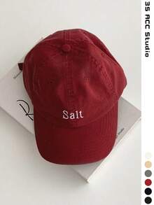 灰色復古大頭圍寬帽簷軟頂棒球帽，字母刺繡，春夏季新款情侶百搭美式風格棒球帽，男女通用設計師帽子，修飾臉型防曬帽，大尺碼 - 字母棒球帽 - 查看 12