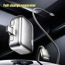 Elough 140W 智能全分離式 Type-C 充電適配器，過充保護，自動斷電，適用於 Type-C 設備，140W(MAX) 馬卡龍全分離式充電器，全放電，搭配充電線使用，Type-C 通用智能充電分離器，支持全充電模式，滿電自動關機，自動充電，需搭配數據線 - 銀色 - 查看 2