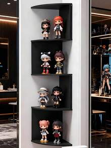 1pc Creative Wall-Mounted Corner Triangle Storage Shelf, Multi-Functional 5-Tier Semi-Circular Wall Corner Bookshelf, Space-Saving Corner Organizer - Multicolor - View 3