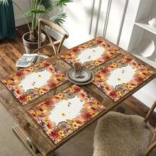 1/4/6pcs Autumn Series Autumn Floral Wreath Border Pumpkin Pattern Printed Placemats, Heat-Resistant Table Mats For Home Kitchen, Table Protection, Kitchen Dining Table, Party Scene Decoration - Multicolor - View 10
