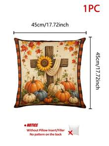 Autumn Thanksgiving Rustic Style Cross Sunflower Pumpkin Maple Leaf Plaid Table Runner Pillow Placemat Kitchen Dining Table Decor - Multicolor - View 14