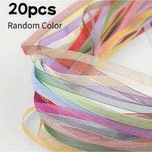 20/40pcs 6mm Wide Chiffon Ribbon, Random Color, Transparent Ribbon, Suitable For Packaging, Wedding Bouquets, Party Garlands, Handmade Lace Fabric, Craft Materials - Multicolor - View 2