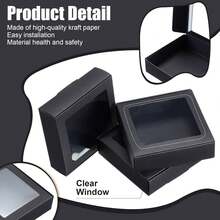 5/10/30/50pcs Black Small Gift Boxes With Transparent Window, Jewelry, Soap, Candy Boxes, Handmade Product Packaging, Flat Bulk Gift Boxes, Suitable For Gifts, Crafts, Weddings, Parties, Bridal Showers, Brides, Wedding Decor, Birthday Decor - Black - View 4