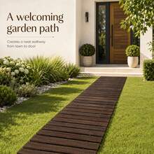 Supernic Portable Roll Out Garden Path, Foldable Wood Walkway Mat, Non-Slip Temporary Track For Lawn & Outdoor Events - Brown - View 5