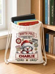 Christmas Exclusive Drawstring Backpack Single Pack! Large-Capacity Canvas Tote Bag, Drawstring And Rope Handle,Creating A Unique Item. Christmas Decoration,Festive Storage Bag With Closure, Suitable For Christmas Eve, Birthday, Secret Santa Gift - Multicolor - View 9
