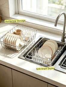 Kệ lưu trữ bồn rửa bát đa năng bằng thép không gỉ, kệ phơi bát đĩa trên mặt bếp, kệ lưu trữ dụng cụ rửa bát và bộ đồ ăn tại khu vực bồn rửa, giải pháp lưu trữ nhà bếp tiết kiệm diện tích, phù hợp cho các vật dụng thiết yếu trong bếp, trang trí nhà mùa thu, trang trí Halloween, trang trí nhà Giáng sinh, phụ kiện trang trí nhà bếp - Nhiều mẫu - Xem 2