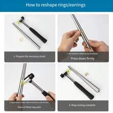 KLONKEE 4pcs Ring Making And Repair Tools, US Size Marked 1-13, With Knurled Handle, Carbon Steel Measuring Rod, US Ring Sizer, No Scale Rod, Repair Craft Hammer, Ring Sizing Gauge, Suitable For Jewelry Size Adjustment - Multicolor - View 4