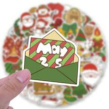 50PCS Christmas Theme Stickers Aesthetics Stickers For Scrapbooking, Diary, Laptop, Bumper, Skateboard, Water Bottle, Computer, Hard Hat, Car Stickers And Decals - J - View 5