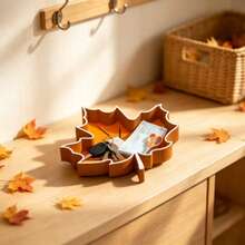Maple Leaf Shaped Storage Tray, Can Store Jewelry, Keys, Aromatherapy Small Items, Also Serves As Desktop Decorative Display, Suitable For Living Room Coffee Table, Bedroom Vanity, Entryway Countertop Placement, Autumn Atmosphere Soft Decor, Suitable For Daily Home Use - Maple Leaf Tray - View 3