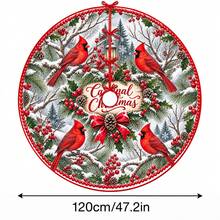 1件紅色紅雀森林圖案聖誕樹裙，優雅節日裝飾，5種尺寸，中性節日禮物，適用於居家與派對聖誕家居裝飾 - 紅衣主紅雀森林 - 查看 11