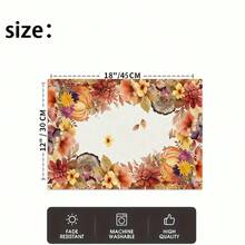 1/4/6pcs Autumn Series Autumn Floral Wreath Border Pumpkin Pattern Printed Placemats, Heat-Resistant Table Mats For Home Kitchen, Table Protection, Kitchen Dining Table, Party Scene Decoration - Multicolor - View 5