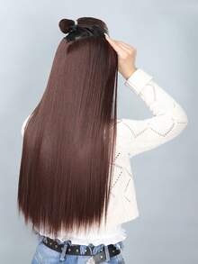 Synthetic V-Shaped Black 4-Clip 50cm Medium Length Curly Hair Extensions - Dark Brown - View 6