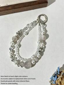1pc Crystal Short Beaded Phone Chain New Zirconia Snowflake Girl Pendant Chain Multicolor Glow-In-The-Dark Phone Chain - Multicolor - View 6