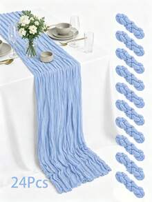 Bohemian Style Polyester Table Runner, Pleated Design, Solid Color Tablecloth, Holiday Table Decor Fabric Flag, Home Decor, Dining Table Decor, Room Decor, Wedding Decor - Multicolor - View 110