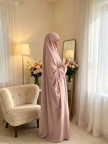 1pc Hijab Khimar Loose Long Robe Design High Privacy Premium Quality Muslim Women Prayer Headscarf Islamic Clothing - Multicolor - View 3