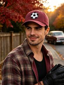 1/2pcs Unisex Multi-Color Distressed Washed Baseball Cap, Football Pattern Print, Adjustable Sweatband Sun Protection Vintage Casual Hat, Suitable For Outdoor - Multicolor - View 5
