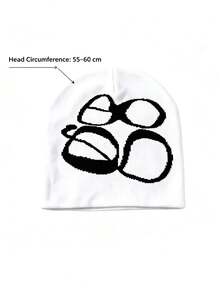 1pc Vintage Style Glasses Knit Beanie Hat, Autumn/Winter Streetwear Unisex Casual Warm Minimalist Woolen Cap - Multicolor - View 5