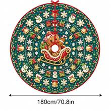 1pc Embossed Gingerbread Man & Snowflake Pattern Christmas Tree Skirt, Elegant Color Holiday Decor, 5 Sizes, Unisex Holiday Gift, Suitable For Home And Party Christmas Home Decoration - Embossed Gingerbread Man Snowflake - View 12
