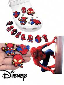 Disney Marvel Spider-Man Clog Shoe Charms, Shoe Buckle Decorative Accessories, Birthday Gift, Halloween Gift, Party Favors, Multiple Styles Available, DIY Shoe Decoration, Practical Accessory For Birthday Gifts And Daily Shoe Customization - A - View 4