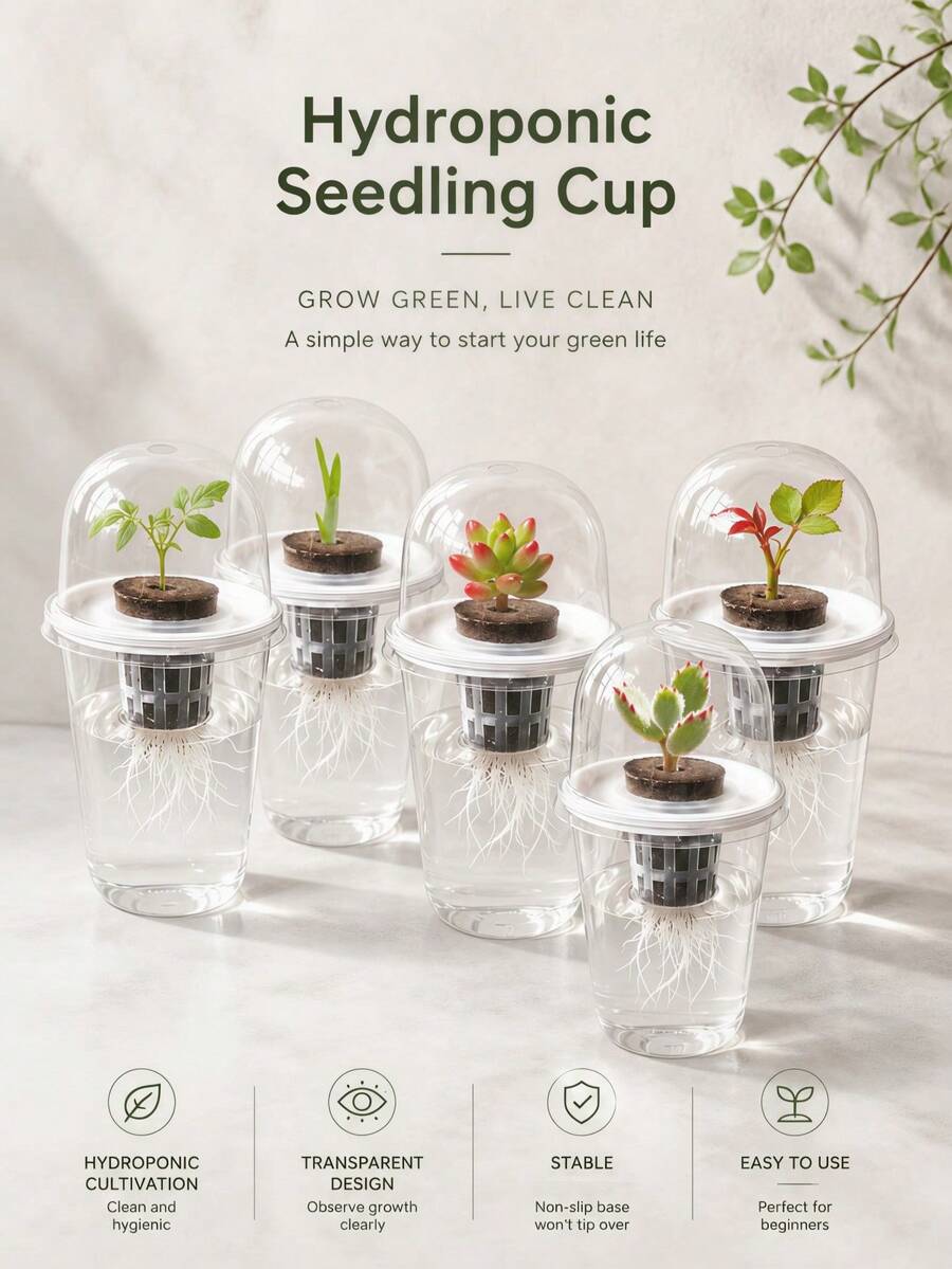 10pcs - Hydroponic Planting Pots, Transparent Cylindrical Plastic Planting Pots - Hydroponic Planting Set, High Transparency Hydroponic Cups, Transparent Design For Easy Root Growth Observation, Perforated Design To Promote Ventilation And Prevent Root Suffocation, Suitable For Hydroponic Plant Propagation, Can Be Used As Office, Home Or Garden Decor. - A - View 1