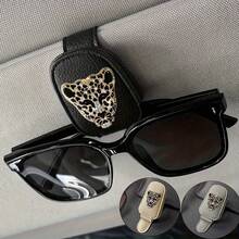 1pc 2 Random Styles Large Car Air Vent Decor Rhinestone Metal Leopard Head Car Air Conditioner Ornament - A - View 10