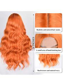 28 Inch White Curly Wavy Synthetic Wigs For Women Heat Resistant Long Body Wave Wigs With Middle Part Perfect For Cosplay, Daily Party Use - Multicolor - View 4
