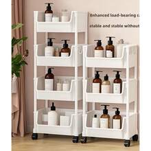 4-Wheel Heavy Duty Mobile Storage Cart, White Plastic/Metal Frame, Multi-Layer Mobile Shelving, Space-Saving Organization Tool For Office, Garage, Bedroom, Durable Material, Easy To Assemble Cart Frame - Multicolor Large - View 13