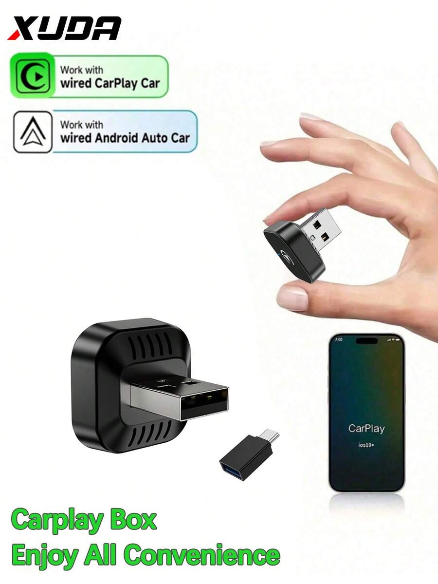XUDA 2in1 Wireless CarPlay & Android Auto Adapter – USB-C ,Supports Wireless Connectivity; Compatible With IOS 10+ And Android 11+ ,Enhances The In-Car Entertainment Experience – Cable-Free, Easy Setup, Superior Audio Output, And Stable Transmission. - B - View 1