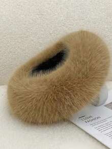 Winter Fluffy Open Top Hat Faux Fox Fur Hat Band Thickened Warm Faux Fur Brimless Hat - Multicolor - View 18