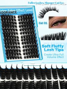 ADORANCE 2 Cat Eye Styles Lash Clusters With Bottom Lashes, Natural & Volume Cat Eye Individual Lashes, Fine Premapped Eyelash Clusters, Easy-To-Apply DIY Lash Extensions For Custom Eye Looks - D - View 6