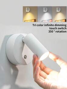 Rechargeable Magnetic Wall Lamp USB Rechargeable Wireless LED Wall Light Cordless Touch Dimming Spotlight Magnetic Design Bedroom Bedside Reading - Multicolor - View 15