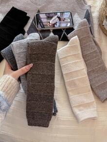 1/5 Pairs Women's Calf Socks, Autumn/Winter Warm Thick Solid Color Slimming High Tube Socks, Match With Skirts, Versatile Styling - Multicolor - View 3