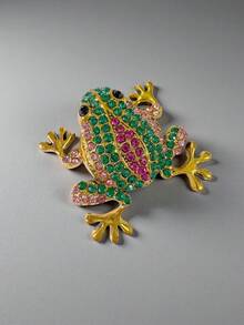 1pc Fashion Metal Full Rhinestone Frog Brooch Lapel Pin Decorative Multi-Purpose Pin For Women - Multicolor - View 3