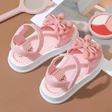 Caweiny Girls' Fashion Sunny Sandals, Korean Style, Hook & Loop, Lightweight, Non-Slip, Soft Sole, Princess, Daily Wear - Pink - View 9