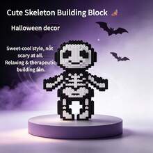 760pcs Ghost Halloween Building Block Toy Set | Black And White, PP Material | Creative Interesting 3D Handmade Micro Particle Assembly Crafts Games, Prank Stress Relief Toy Puzzle |Study, Room Party Decor |Satisfy Birthday Christmas Gifts. - Multicolor - View 5