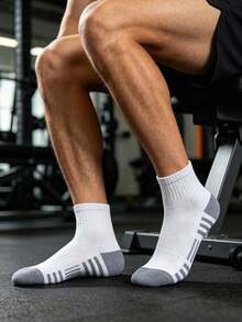 Men's & Women's Mid-Calf Athletic Socks, Cushioned Sports Socks With Arch Support, Breathable Mesh Reinforced Heel & Toe, Performance Running Socks For Gym Workouts - Multicolor - View 4