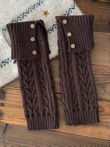 Women's Knitted Leg Warmers, Thickened Long Leg Warmers, Button Split Leg Sleeves, Suitable For Autumn/Winter Daily, Outdoor And Indoor Use - Multicolor - View 15
