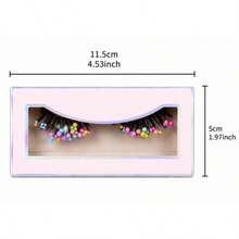 ARISON 1 Pair Eyelashes False Lashes Extension For Halloween Festival Colorful Lashes Handmade Soft And Light Comfortable - Black - View 13