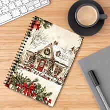 Christmas Snow House Diary, Spiral Bound 30 Sheets 60 Pages Thick Paper, Winter Cottage, Suitable For Journaling, Ideal For Home, Office, School, Holiday Gift - A5 - View 3