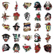 50pcs Cool Tattoo Pattern Graffiti Stickers Creative Waterproof Stickers For Laptop Luggage Scooter Decoration - 50PCS - View 7