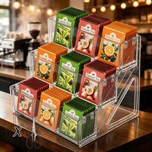 1pc Multi-Layer Transparent Acrylic Tea Bag Storage Box, 9 Compartments, Desktop Tea Bag Storage Rack, Transparent Coffee Spice Bag Display Stand, Multi-Functional Desktop Organizer Box, Suitable For Cosmetics, Stationery, Washi Tape And Small Accessories Storage - Multicolor - View 4
