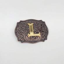 1pc Western Cowboy Style Metal Belt Buckle With Embossed Letter, Vintage Leather Belt Buckle - Bronze - View 18