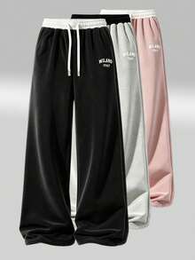 Women's Spring/Autumn Soft Comfortable Breathable Casual Street Style Running Fitness Straight Leg Sweatpants Joggers - Black - View 2