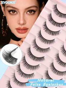 10 Pairs Natural False Eyelashes, Fluffy And Delicate, Suitable For Daily Use, Realistic Eyelashes, Suitable For Daily Use - Black - View 2