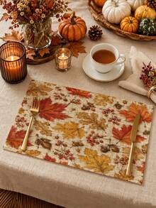 Thanksgiving Table Runner, Pillow Case, Placemat, Autumn Maple Leaf Acorn Berry Table Runner, Thanksgiving Harvest Farmhouse Vintage Dining Table Decor, Suitable For Kitchen Party Home Decoration - Multicolor - View 4