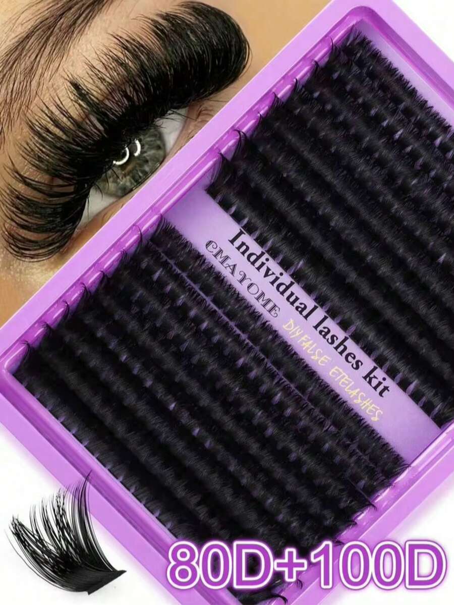 رموش صناعية D-Curl، إضافات الرموش، مجموعة رموش DIY، مجموعة إضافات رموش صناعية سوداء سميكة وطويلة جداً D-60D 80D 100D، مجموعة رموش صناعية سوداء للمكياج اليومي، رموش صناعية مختلطة فردية وعنقودية 9-16 مم للاستخدام المنزلي DIY - D - مشاهدة 1