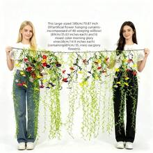 Extra Large Artificial Weeping Willow Vine Curtain, 200cm Wide, Includes 40 Pieces Of 90cm Hanging Vines, UV Resistant Privacy Screen, Suitable For Balcony Patio Party Decoration - Multicolor - View 15